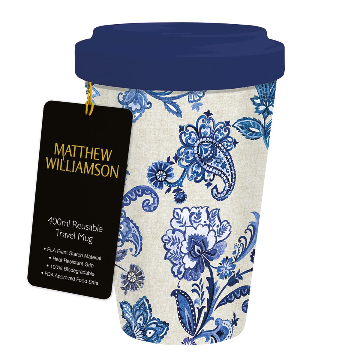 Matthew Williamson Blue Paisley Travel Mug - Bee's Emporium