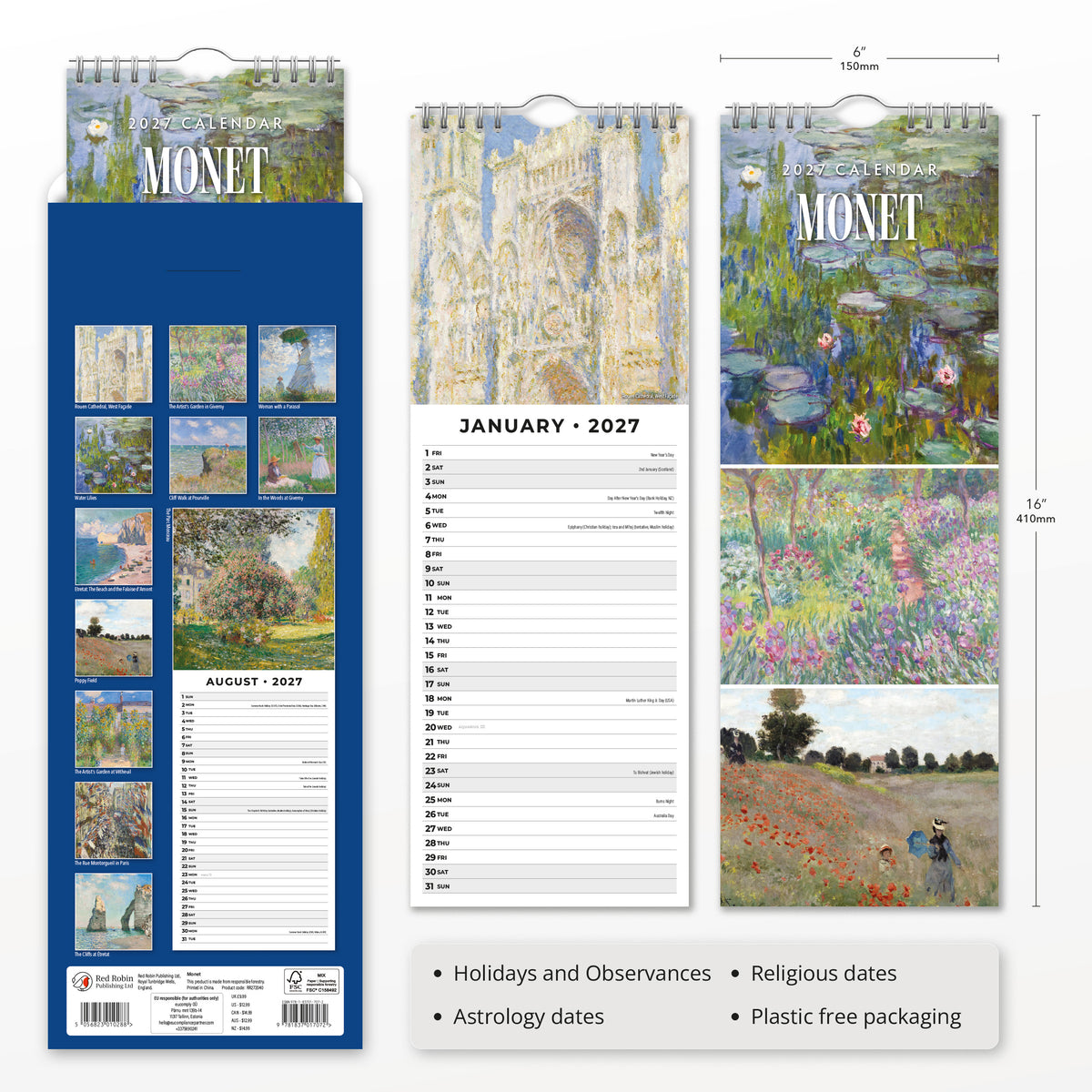 Monet 2027 Slim Wall Calendar