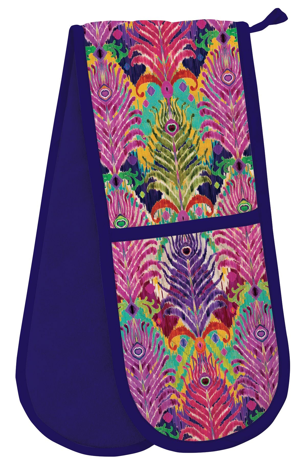 Matthew Williamson Peacock Ikat Organic Cotton Double Oven Gloves - Bee's Emporium
