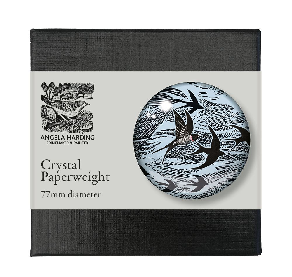 Angela Harding Swallows and Sea Crystal Dome Paperweight - Bee's Emporium