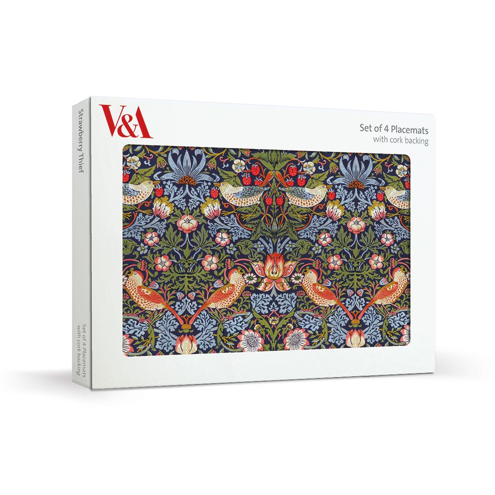V&A Strawberry Thief Set of 4 Cork Backed Placemats - Bee's Emporium