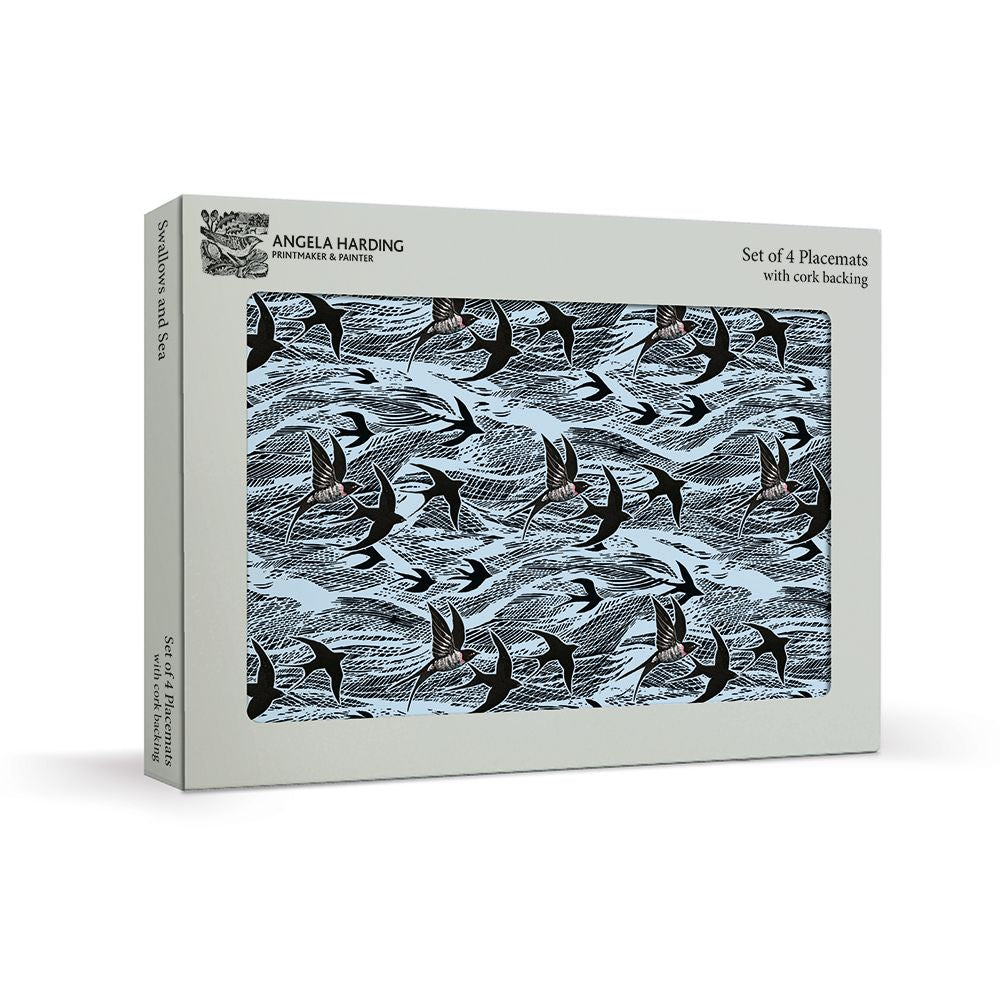 Angela Harding Swallows and Sea Set of 4 Cork Backed Placemats - Bee's Emporium