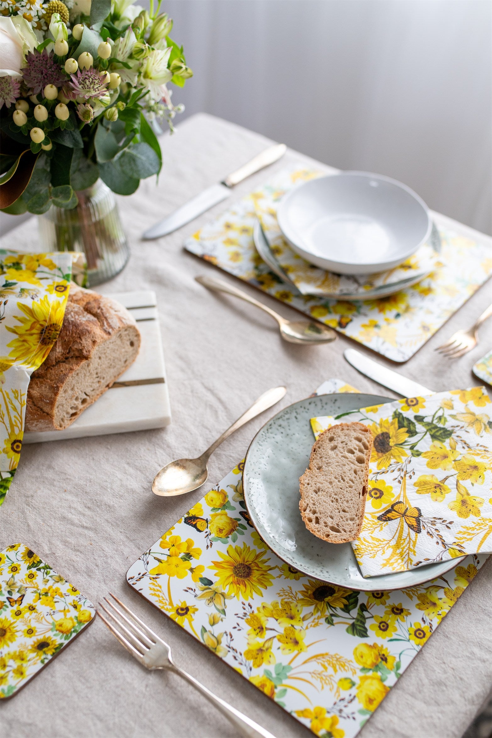 Mary Katrantzou Yellow Butterflies Set of 4 Cork Backed Placemats