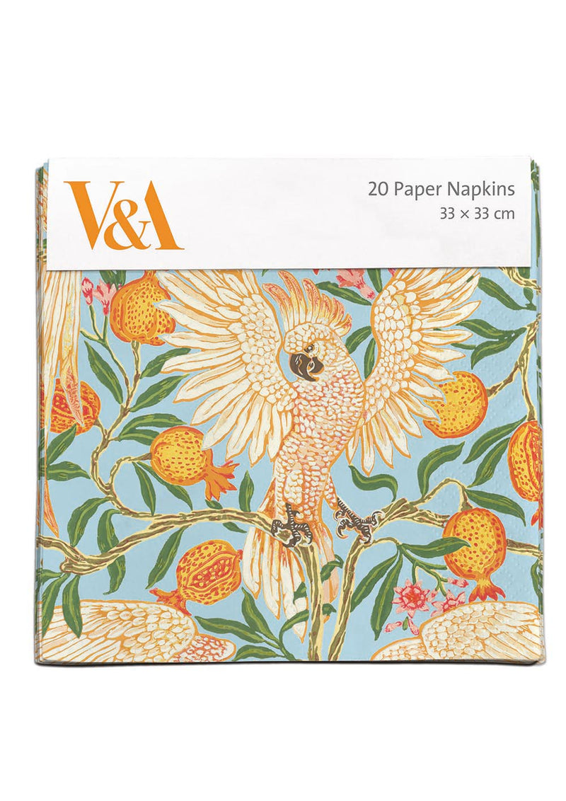 V&A Cockatoo and Pomegranate Pack of 20 Paper Napkins