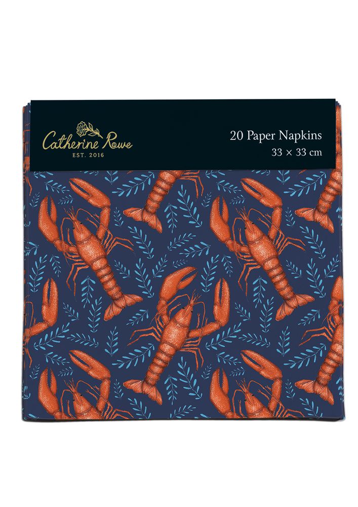 Catherine Rowe Lobsters Pack of 20 Paper Napkins - Bee's Emporium