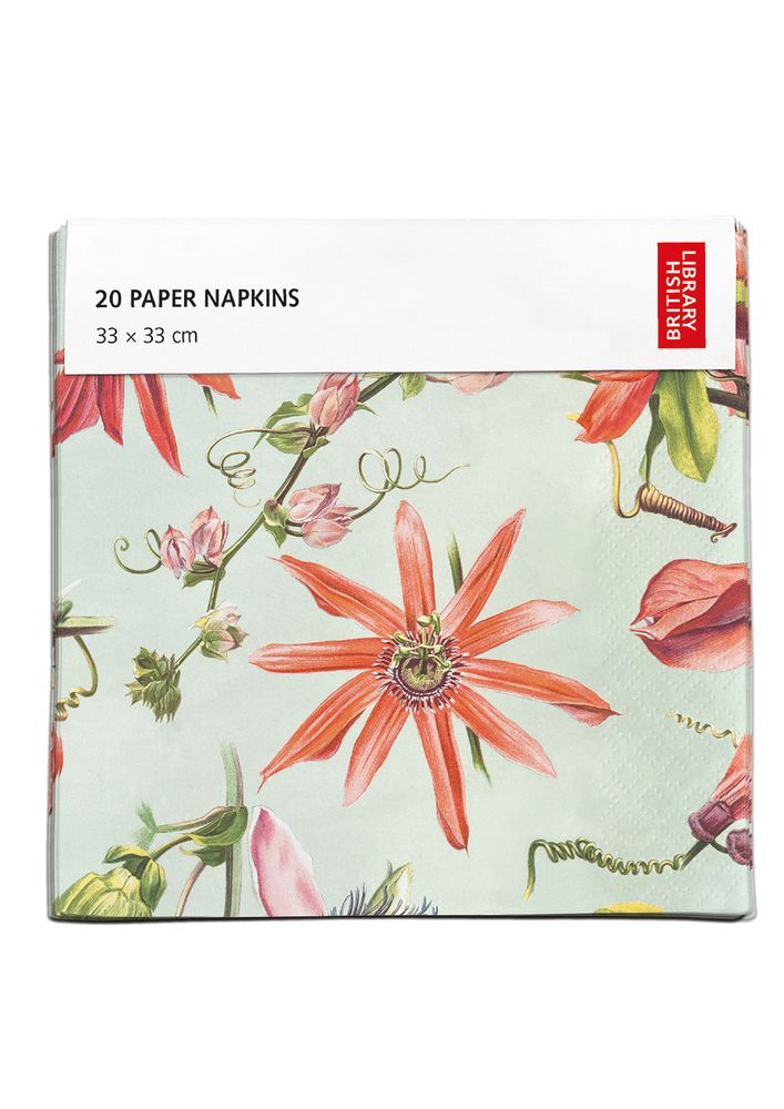 British Library Passion Flowers Pack of 20 Paper Napkins - Bee's Emporium