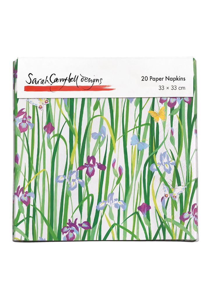 Sarah Campbell Irises & Butterflies Pack of 20 Paper Napkins - Bee's Emporium