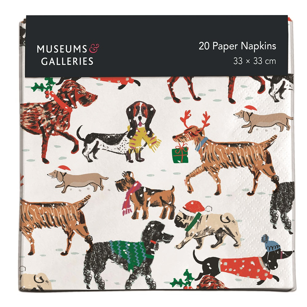 Winter Walkies by Louise Cunningham Pack of 20 Christmas Paper Napkins - Bee's Emporium