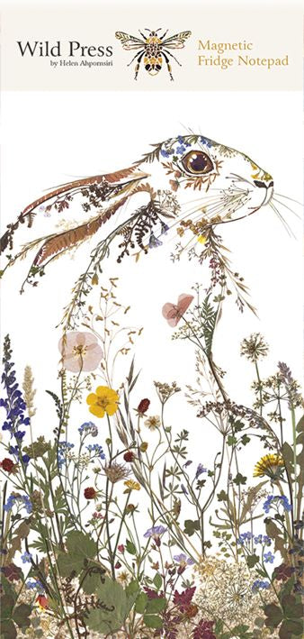 Wild Press by Helen Ahpornsiri Wildflower Hare Magnetic Fridge Notepad - Bee's Emporium