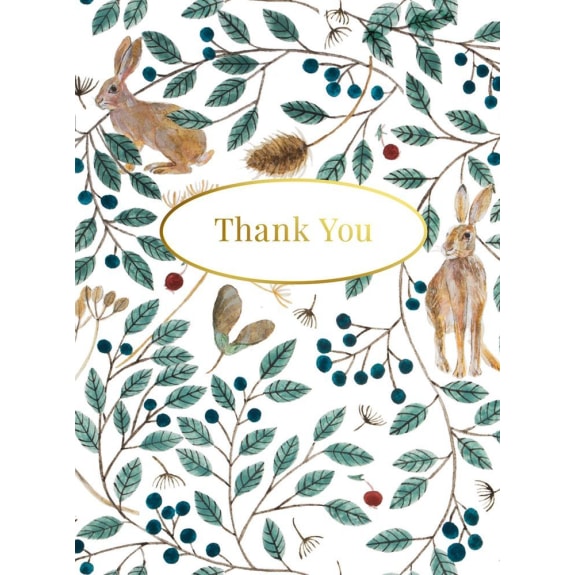 Hares and Berries 8 - Thank You Notecards & Envelopes - Bee's Emporium