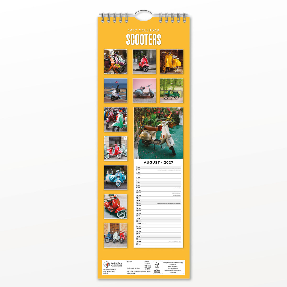 Scooters 2027 Slim Wall Calendar