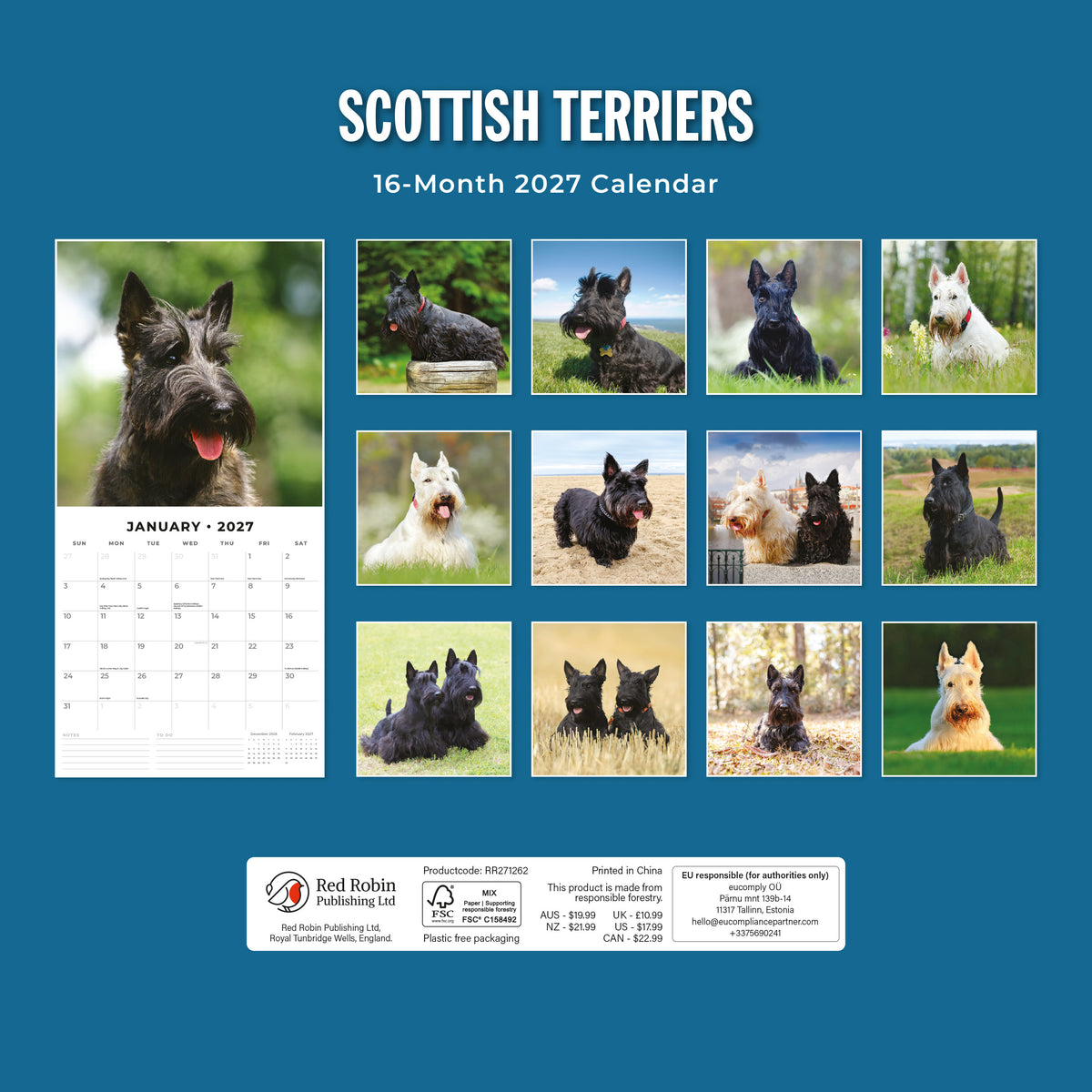 Scottish Terriers 2027 Square Wall Calendar