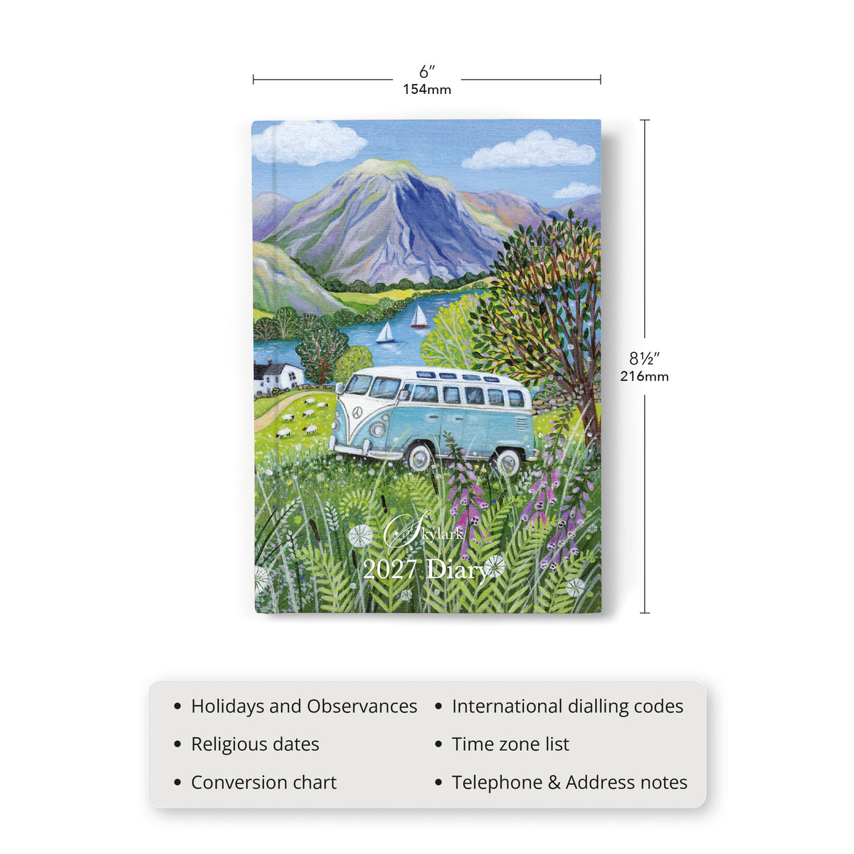 Skylark - Campervan by Lucy Grossmith 2027 A5 Padded Diary