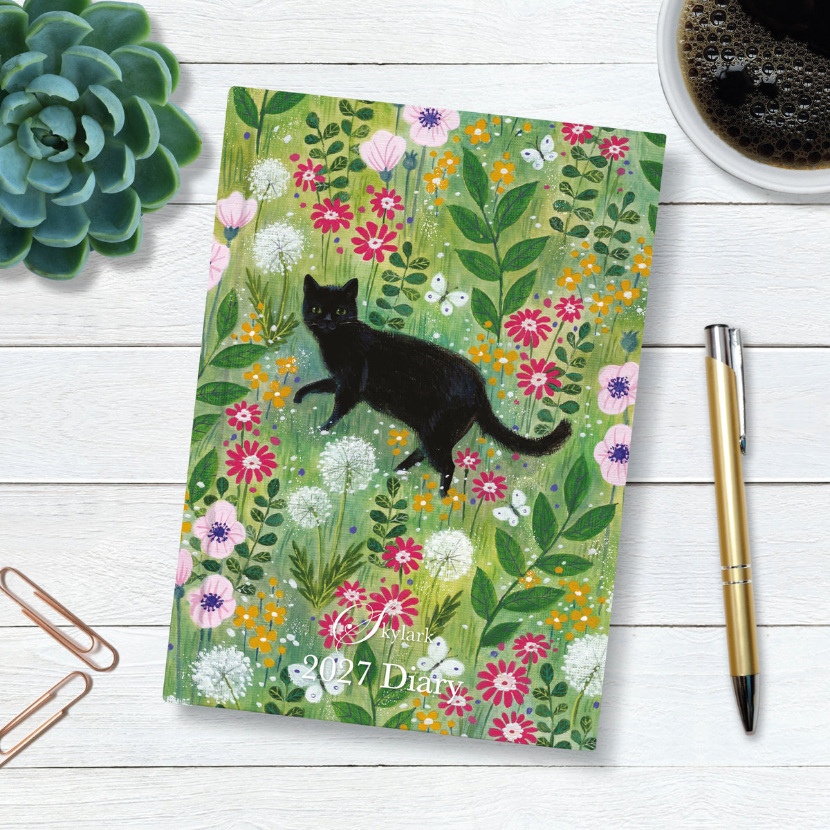 Skylark - Cat's Garden by Lucy Grossmith A5 Padded Diary