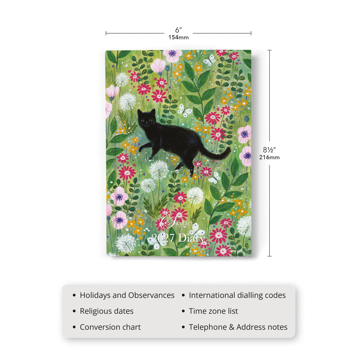 Skylark - Cat's Garden by Lucy Grossmith A5 Padded Diary