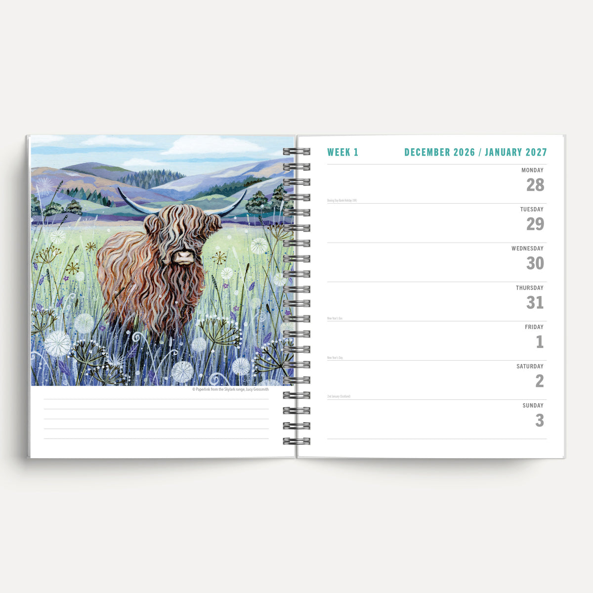 Skylark - Garden Birds by Lucy Grossmith 2027 A5 Spiral Diary
