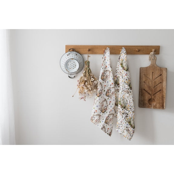 Wild Press Wildflower Hare & Hedgehogs Set of 2 Organic Cotton Tea Towels - Bee's Emporium