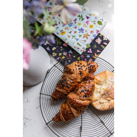 Wild Press Mint & Black Meadow Set of 2 Organic Cotton Tea Towels - Bee's Emporium