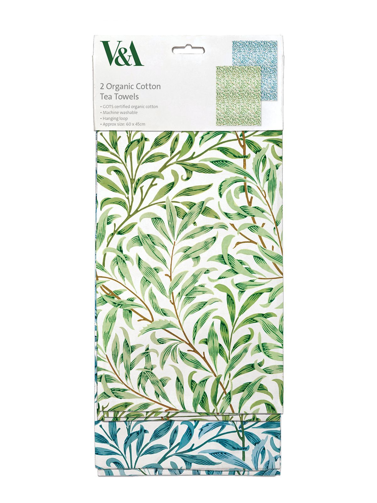 V&A William Morris Willow Boughs Set of 2 Organic Cotton Tea Towels