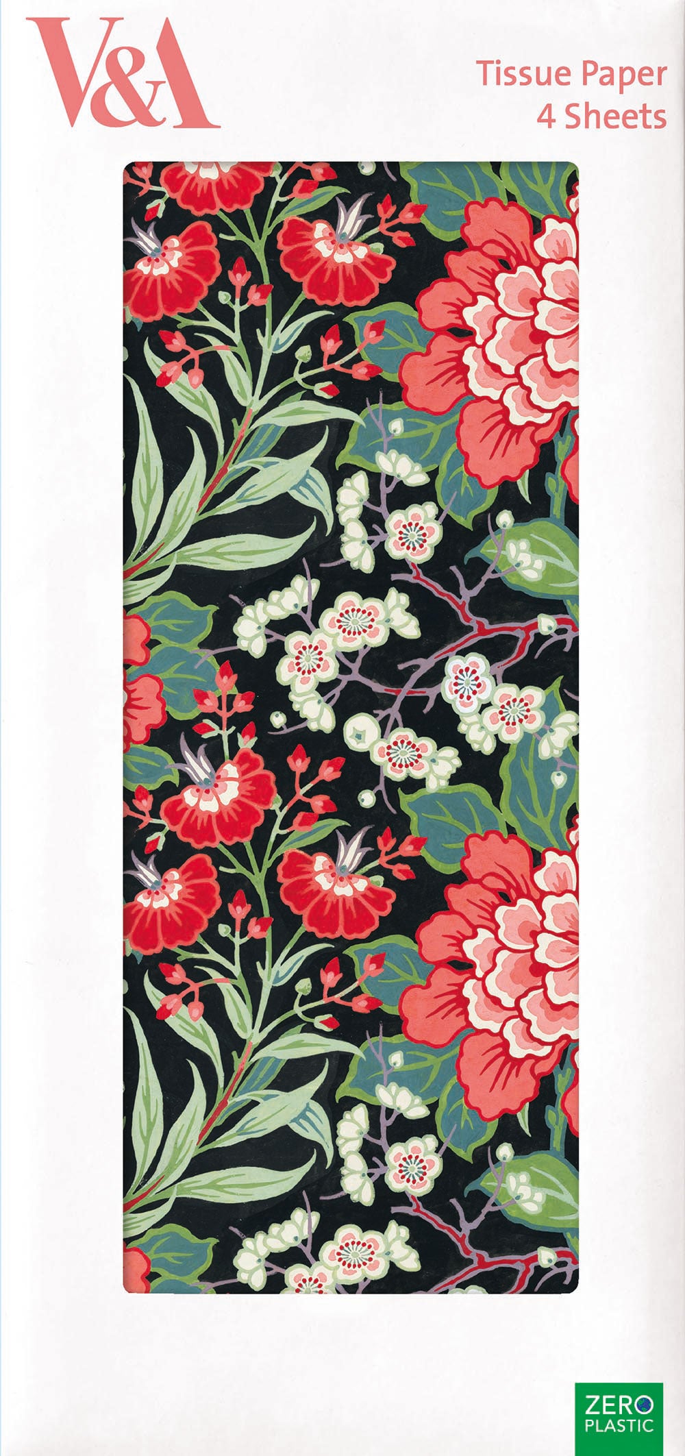 V&A Peony & Prunus Butterfield Floral Pack of 4 Sheets of Tissue Paper - Bee's Emporium