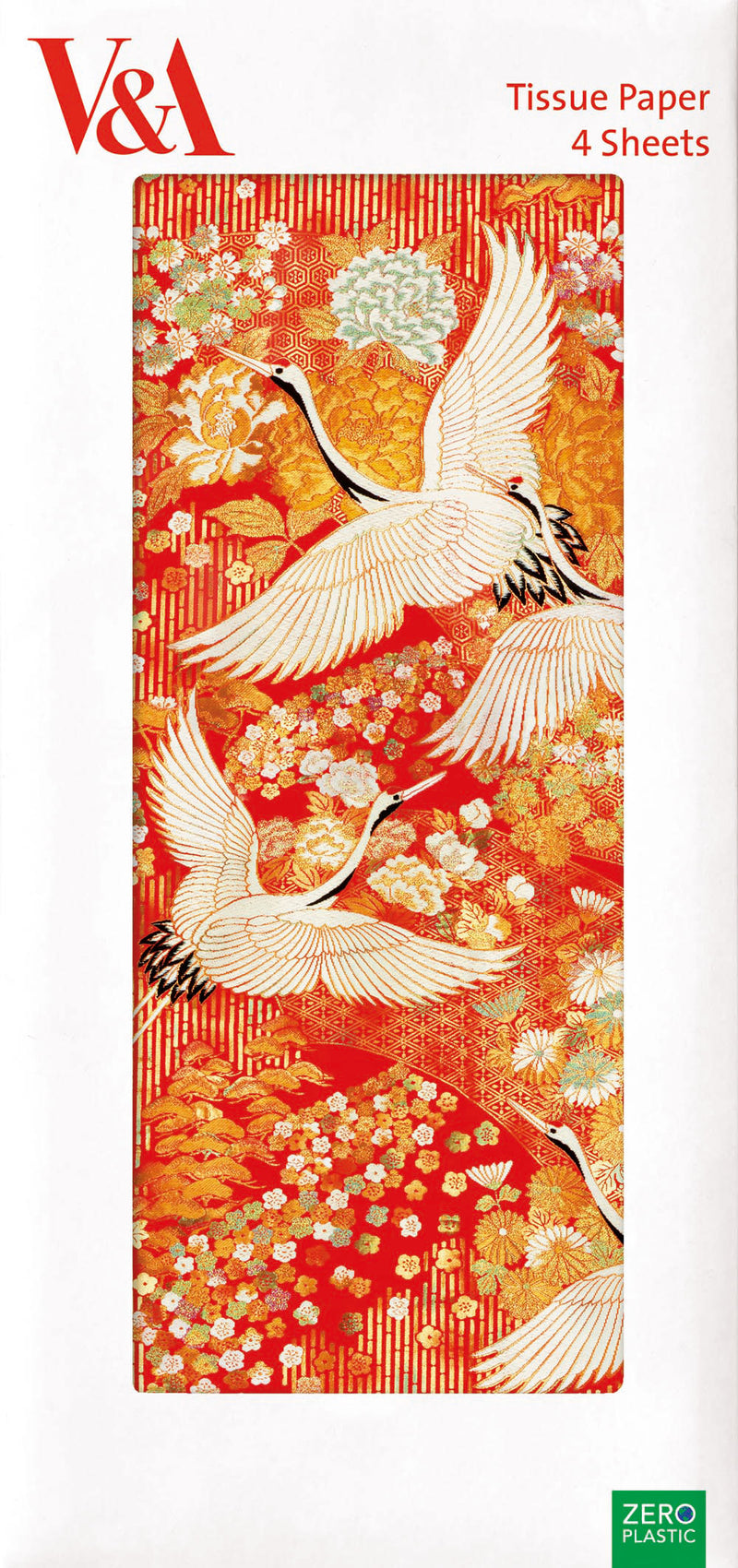 V&A Kimono Cranes Pack of 4 Sheets of Tissue Paper