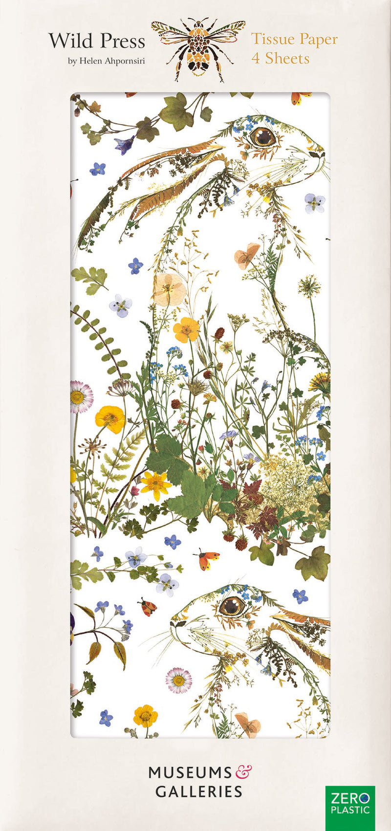 Wild Press by Helen Ahpornsiri - Wildflower Hare Pack of 4 Sheets of Tissue Paper