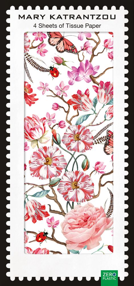 Mary Katrantzou Red Floral Pack of 4 Sheets of Tissue Paper - Bee's Emporium