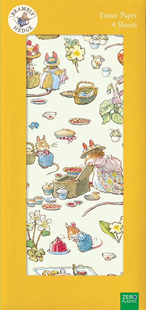 Brambly Hedge Spring Picnic Pack of 4 Sheets of Tissue Paper - Bee's Emporium
