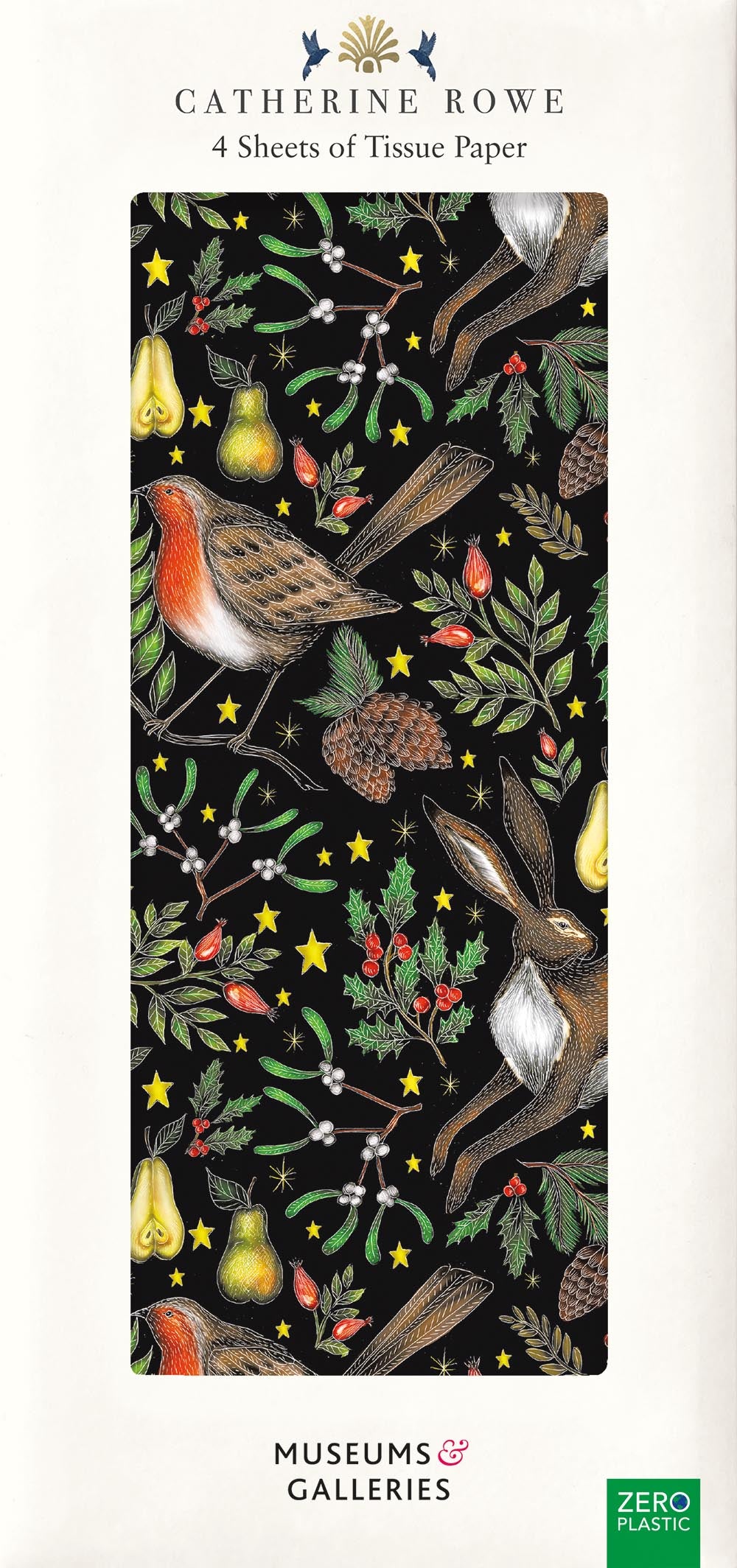 Christmas Garden by Catherine Rowe Pack of 4 Sheets of Festive Tissue Paper - Bee's Emporium