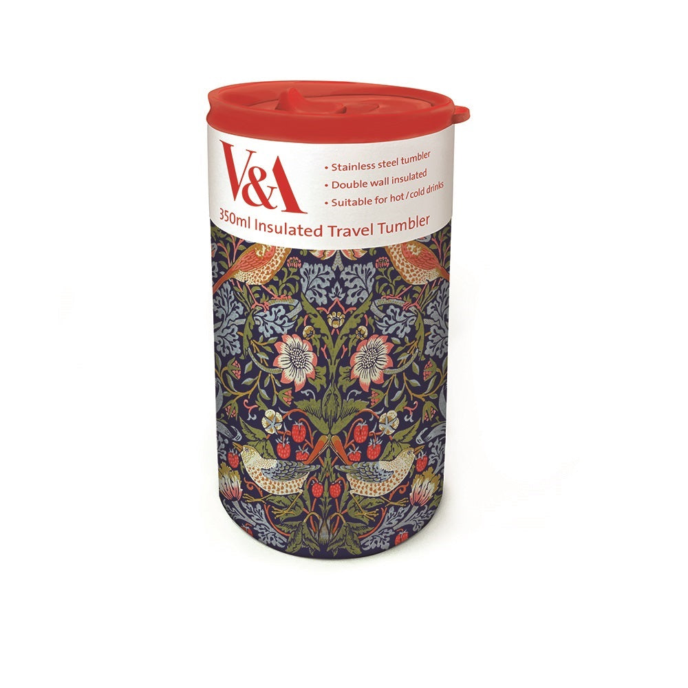 V&A Strawberry Thief Stainless Steel Insulated Travel Tumbler - Bee's Emporium
