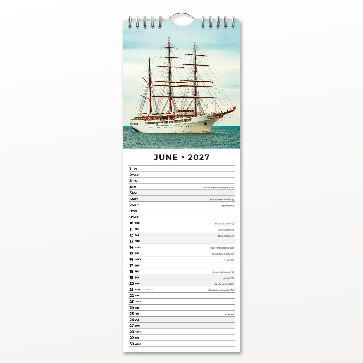 Tall Ships 2027 Slim Wall Calendar