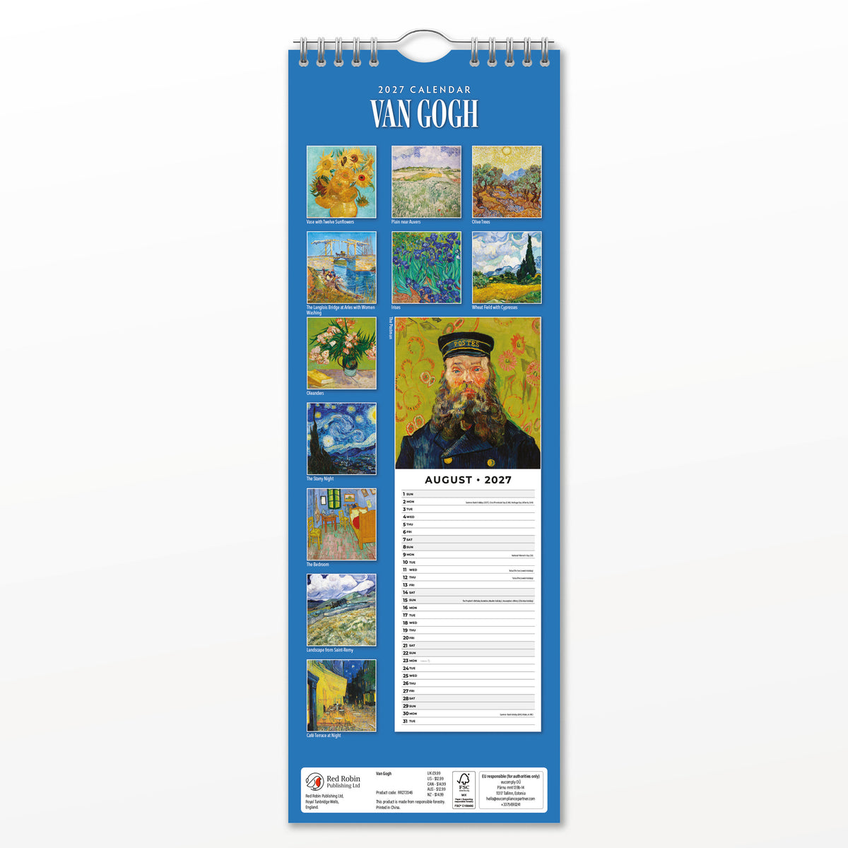 Van Gogh 2027 Slim Wall Calendar