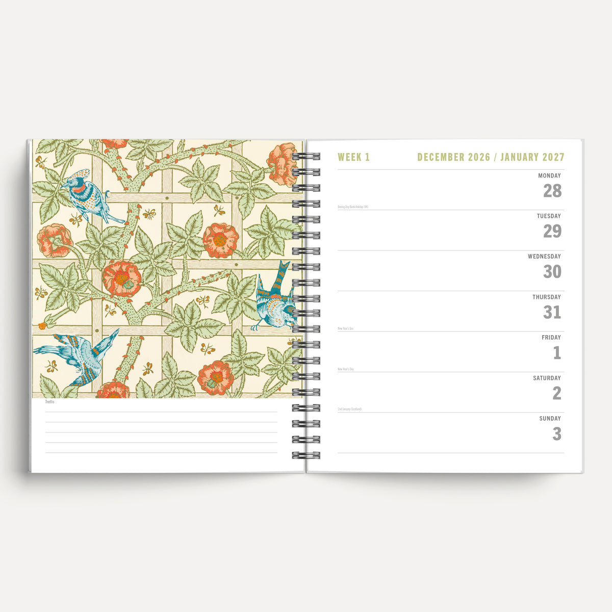 William Morris 2027 A5 Spiral Diary