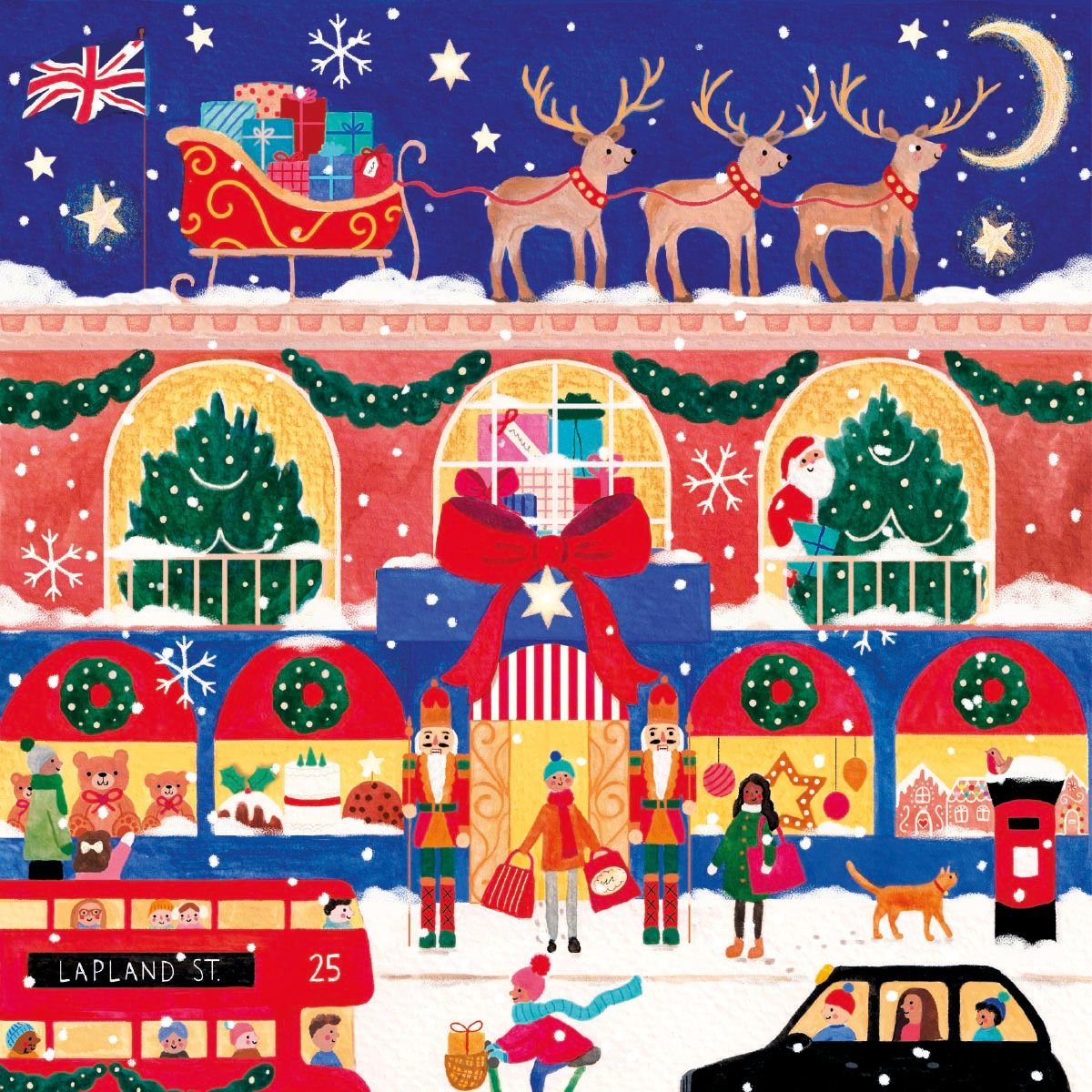 Santa Shopping by Holly Hurst Pack of 5 Charity Christmas Cards