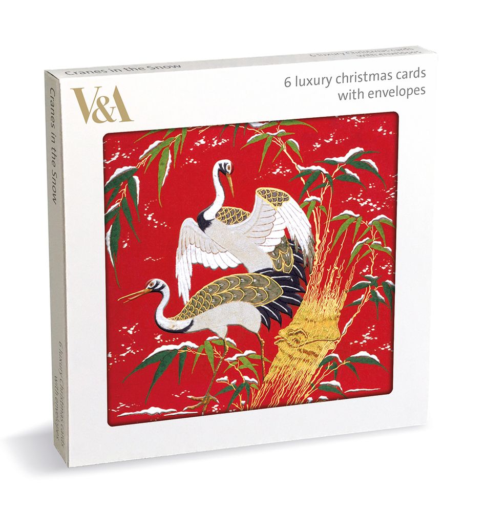 V&A Cranes in the Snow Pack of 6 Christmas Cards - Bee's Emporium