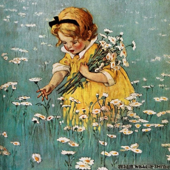 Gathering Flowers in the Meadow Blank Greeting Card with Envelope - Bee's Emporium