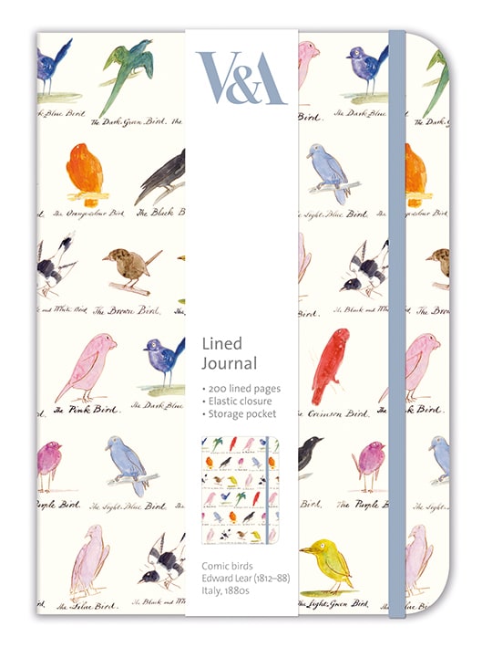 V&A Edward Lear Birds Elasticated Lined Journal - Bee's Emporium