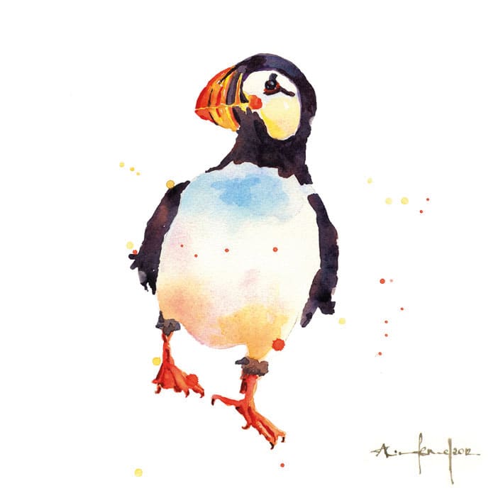 Alison's Ark - Puffin Prim Blank Greeting Card with Envelope
