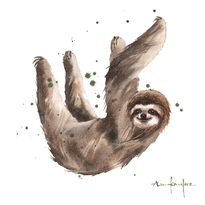 Alison's Ark - Hanging Around Sloth Blank Greeting Card with Envelope - Bee's Emporium