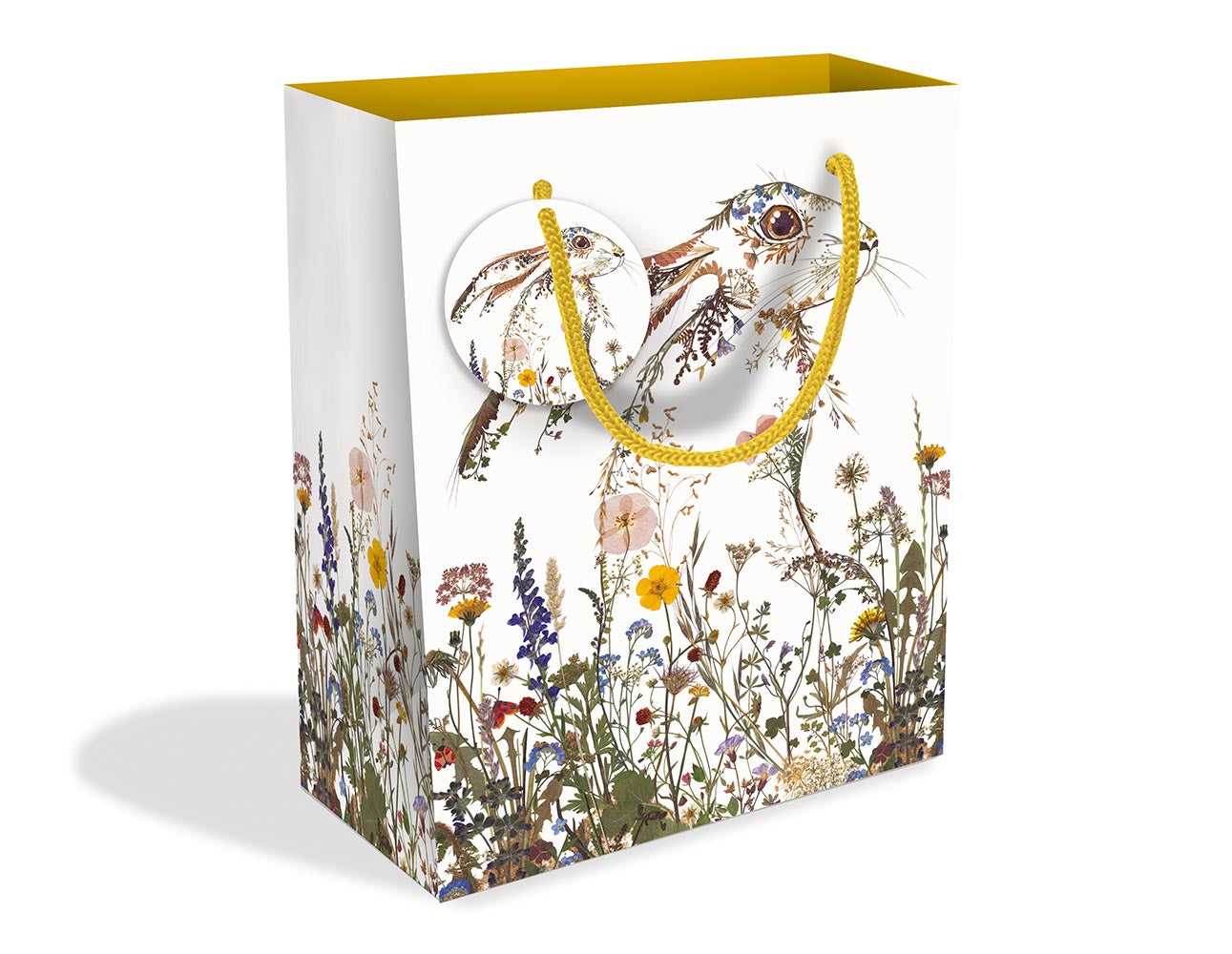 Wild Press by Helen Ahpornsiri - Wildflower Hare Medium Gift Bag with Tag - Bee's Emporium