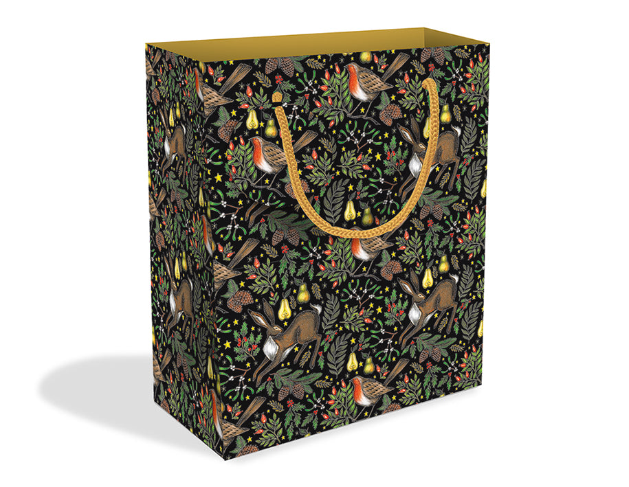 Christmas Garden by Catherine Rowe Christmas Medium Gift Bag with Tag