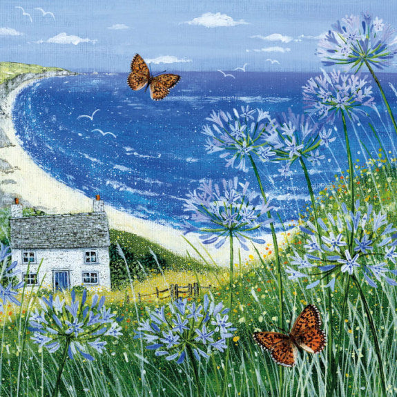 Coast and Country - Agapanthus Seaview Blank Greeting Card with Envelope - Bee's Emporium