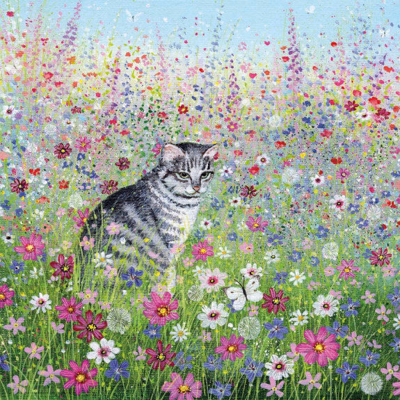 Coast and Country - Cat in a Cottage Garden Greeting Blank Card with Envelope - Bee's Emporium