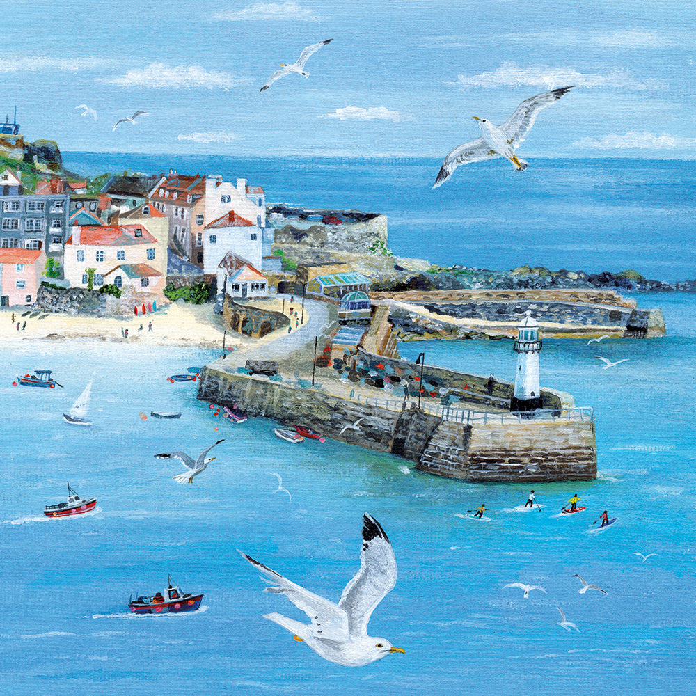Coast and Country - Blue Sea and Sky Blank Greeting Card with Envelope - Bee's Emporium