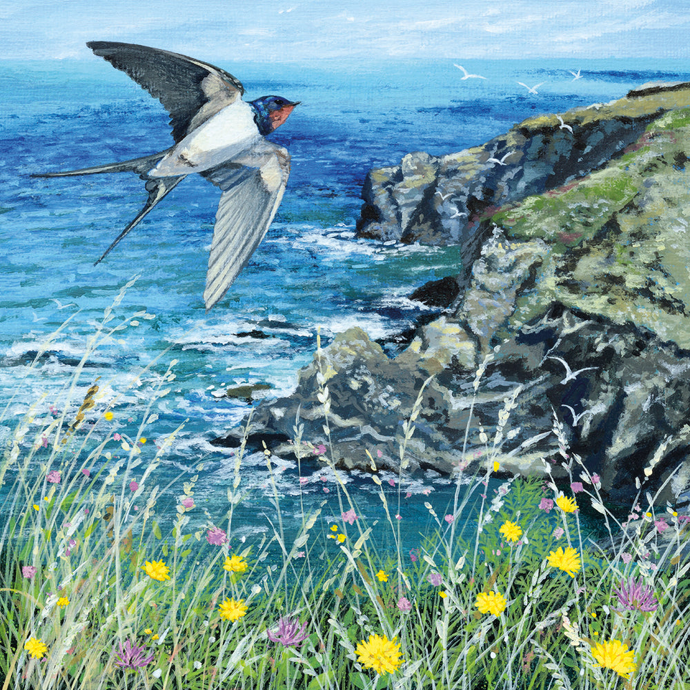 Coast and Country - Deep Blue Blank Greeting Card with Envelope - Bee's Emporium