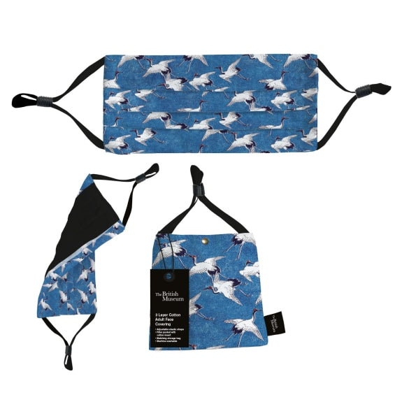 The British Museum Cranes in Flight Adult 3 Layer Cotton Face Covering - Bee's Emporium