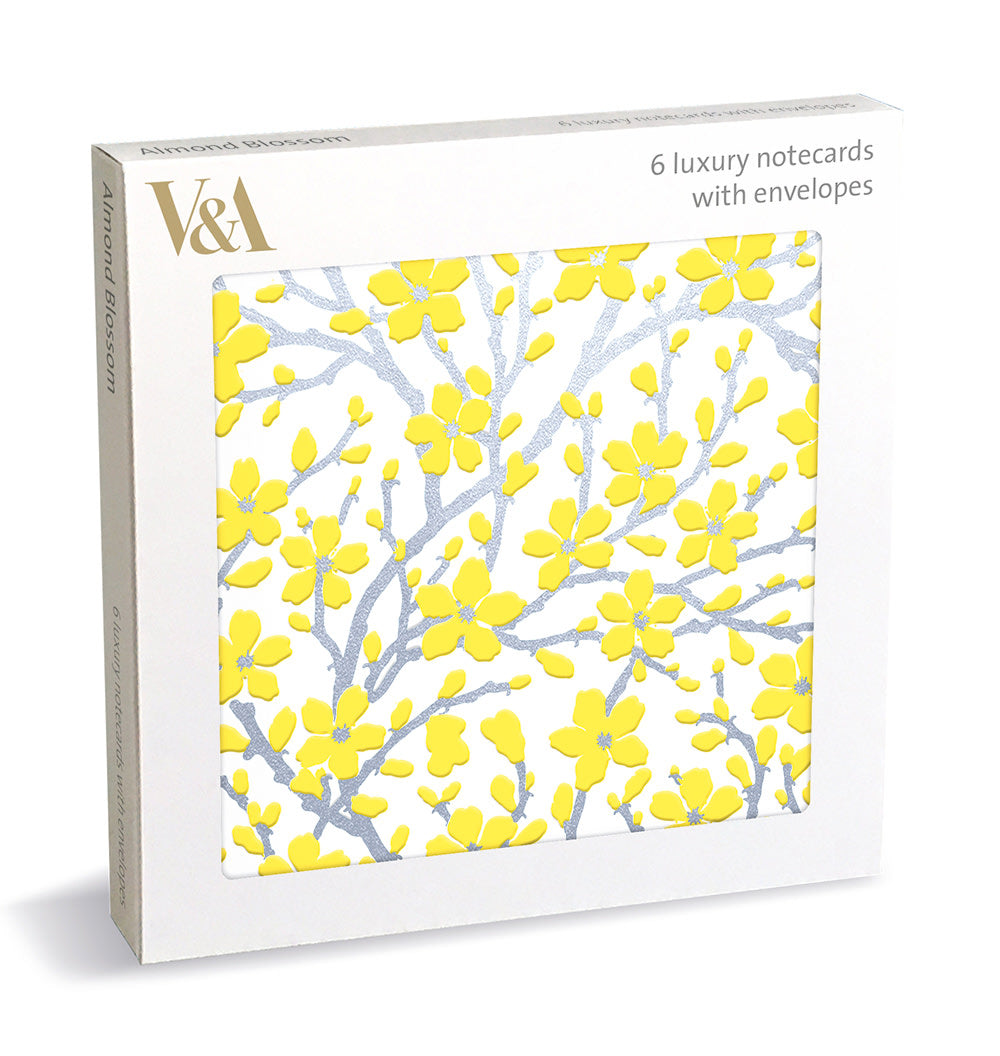 V&A Almond Blossom and Swallow - Walter Crane 6 Luxury Square Notecards Wallet - Bee's Emporium