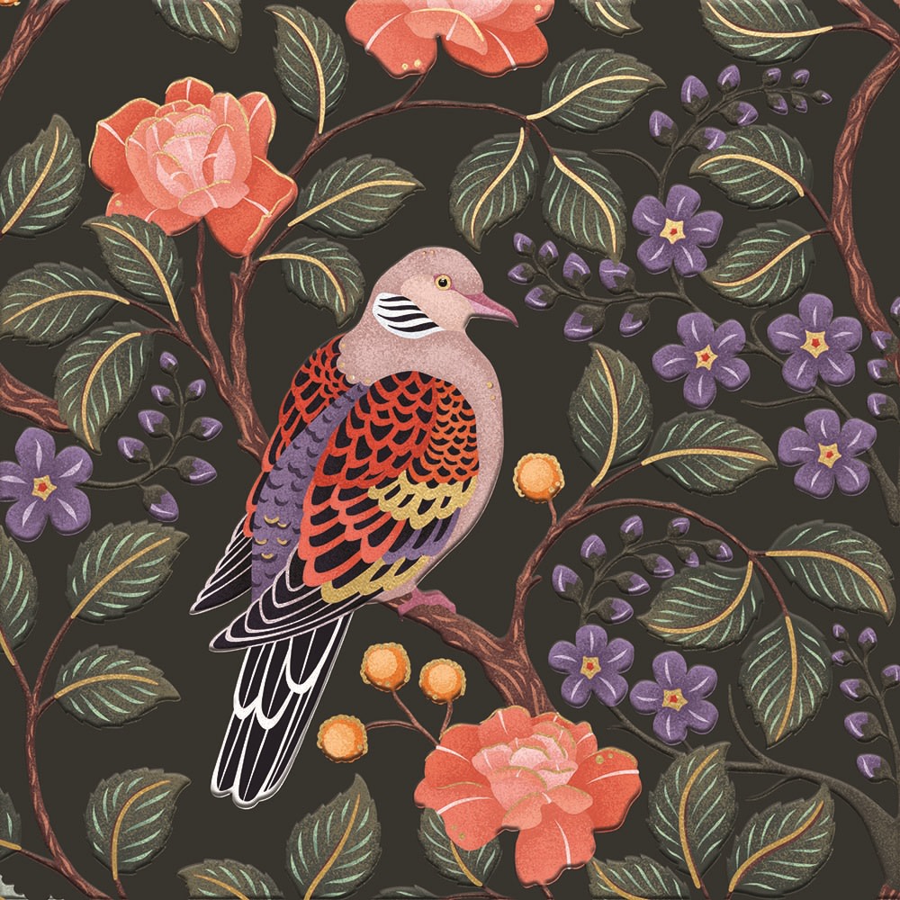 Folklore & Flora Turtle Doves by Catherine Marion 6 Luxury Square Notecards Wallet - Bee's Emporium