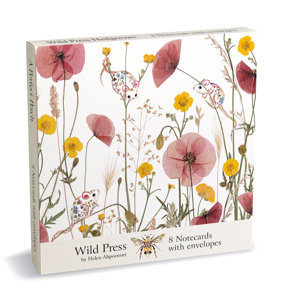 Wild Press Hedgerows by Helen Ahpornsiri 8 Square Notecards Wallet - Bee's Emporium