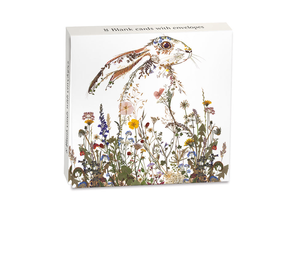 Wild Press - Wildflower Hare 8 Mini Notecards Wallet - Bee's Emporium